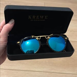 KREWE Tortoise Sunglasses with Blue Lenses